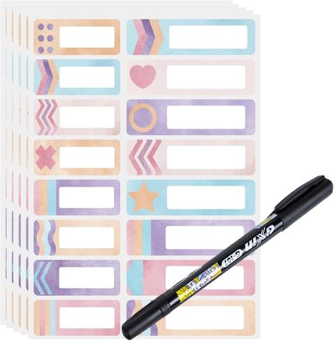 Waterproof Stickers Labels Kit 320PCS Durable, Washable, Sticky Self Adhesive Tags with Marker, Water Bottles, Food Containers, Baby Daycare, Toiletry Items, School Supplies，Label Stickers in Saudi Arabia