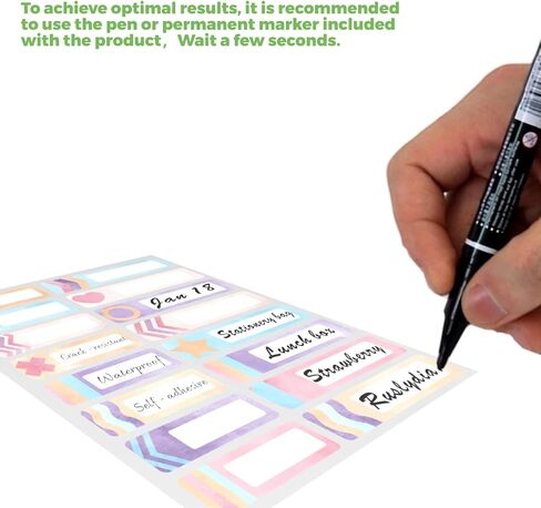 Waterproof Stickers Labels Kit 320PCS Durable, Washable, Sticky Self Adhesive Tags with Marker, Water Bottles, Food Containers, Baby Daycare, Toiletry Items, School Supplies，Label Stickers in Saudi Arabia