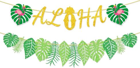 ترقية ، زخارف راية ألوها ، لافتة لوا مع أوراق النخيل اللامعة ، لتوصيلات الحفلات الطرامية في هاواي الاستوائية الصيفية in Kuwait