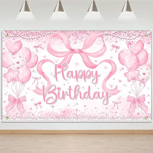 Avezano Coquette عيد ميلاد سعيد خلفية Pink Bow Coquette زخارف حفلة عيد ميلاد القوس راية عيد ميلاد سعيد خلفية عيد ميلاد للفتاة لوازم حفلة عيد ميلاد 70.8 × 43.3 بوصة in Saudi Arabia