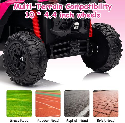 Run Fast 24v Ride on Car with Parent Remote Control,Electric Ride on Toys Car for Kids 3-5,Off-Road UTV,4WD 25W Motors 3.4MPH Max Speed w/Safety Belt,Horn,Music and LED Lights(Pink, 24V) in Saudi Arabia