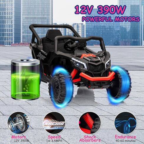 Run Fast 24v Ride on Car with Parent Remote Control,Electric Ride on Toys Car for Kids 3-5,Off-Road UTV,4WD 25W Motors 3.4MPH Max Speed w/Safety Belt,Horn,Music and LED Lights(Pink, 24V) in Saudi Arabia