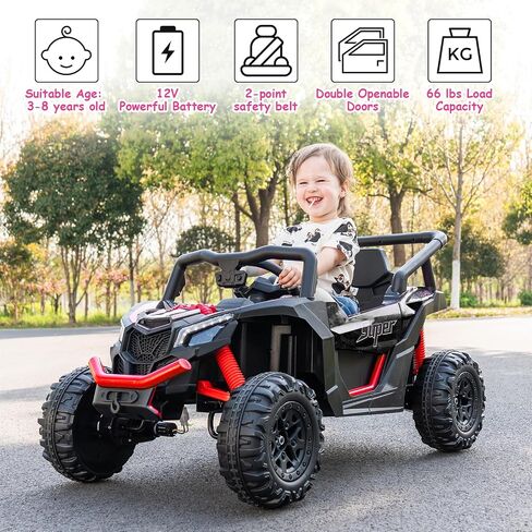 Run Fast 24v Ride on Car with Parent Remote Control,Electric Ride on Toys Car for Kids 3-5,Off-Road UTV,4WD 25W Motors 3.4MPH Max Speed w/Safety Belt,Horn,Music and LED Lights(Pink, 24V) in Saudi Arabia
