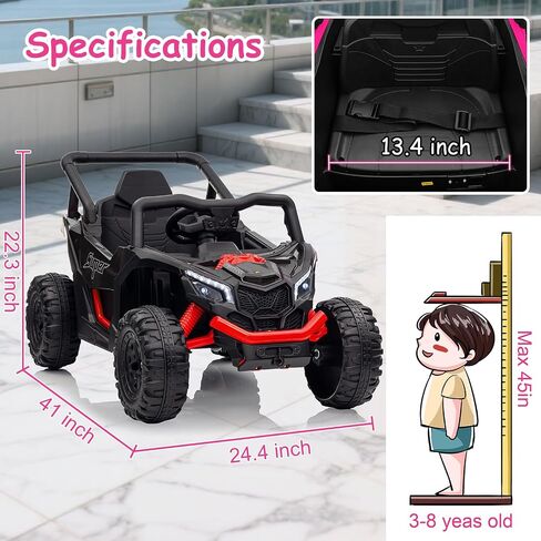 Run Fast 24v Ride on Car with Parent Remote Control,Electric Ride on Toys Car for Kids 3-5,Off-Road UTV,4WD 25W Motors 3.4MPH Max Speed w/Safety Belt,Horn,Music and LED Lights(Pink, 24V) in Saudi Arabia
