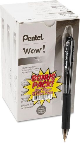 Pentel BK440ASWUS WOW! Retractable Ballpoint Pen, 1mm, Black Barrel, Black Ink, 36/Pack in Saudi Arabia