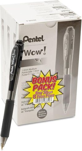 Pentel BK440ASWUS WOW! Retractable Ballpoint Pen, 1mm, Black Barrel, Black Ink, 36/Pack in Saudi Arabia