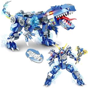 Dinosaur Building Blocks 2 in 1 Transforming Mech, Compatible with Lego Dinosaur, 406 PCS Dinosaur Mech STEM Toys for Boys Ages 6-12, Dinosaur Toy Gift for Christmas & Birthday in Saudi Arabia