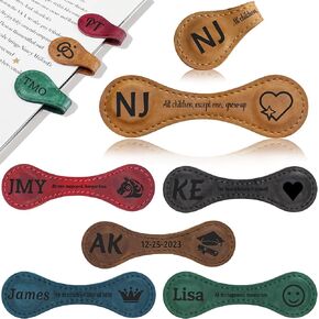 Custom Leather Magnetic Bookmark Personalized Magnetic Leather Bookmark Custom Engraved Vintage Bookmarks Name Initials Text Book Marker Clips Gifts for Readers Book Lovers Women in Saudi Arabia