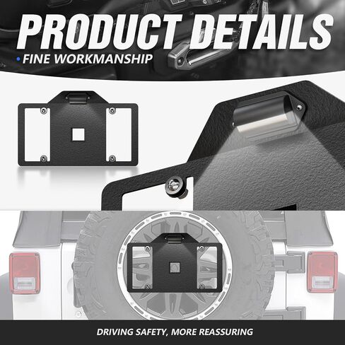 Universal Flip-Up Front License Plate Frame for 10" Hawse Fairlead Mount Compatible with Jeep Ford Dodge Chevrolet GMC Nissan Toyota Pickup Truck & Off-Road Car, Bumper Winch Bracket Holder in Kuwait