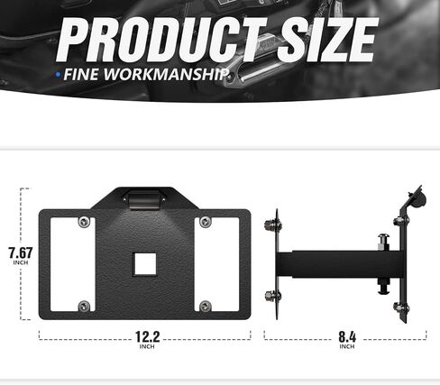 Universal Flip-Up Front License Plate Frame for 10" Hawse Fairlead Mount Compatible with Jeep Ford Dodge Chevrolet GMC Nissan Toyota Pickup Truck & Off-Road Car, Bumper Winch Bracket Holder in Kuwait