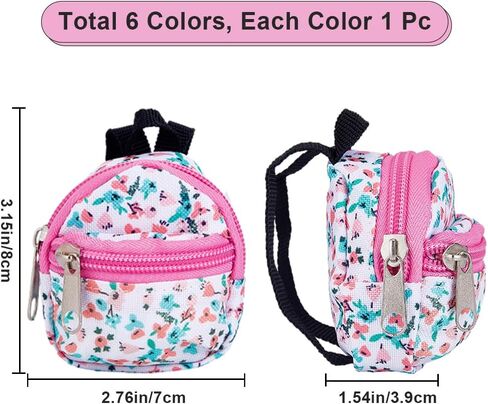GorgeCraft 6 أنماط Mini Doll Backpack Miniatures House Backpack Doll Zipper School Bass Fors for Dolls Associal Ornament Props Props Black Whood Orange Blue Khaki Gifts in Saudi Arabia