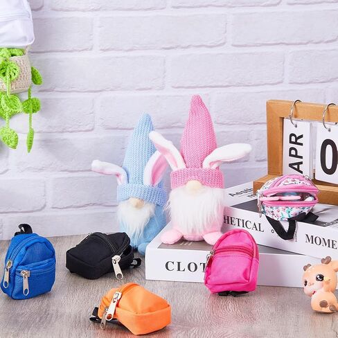 GorgeCraft 6 أنماط Mini Doll Backpack Miniatures House Backpack Doll Zipper School Bass Fors for Dolls Associal Ornament Props Props Black Whood Orange Blue Khaki Gifts in Saudi Arabia