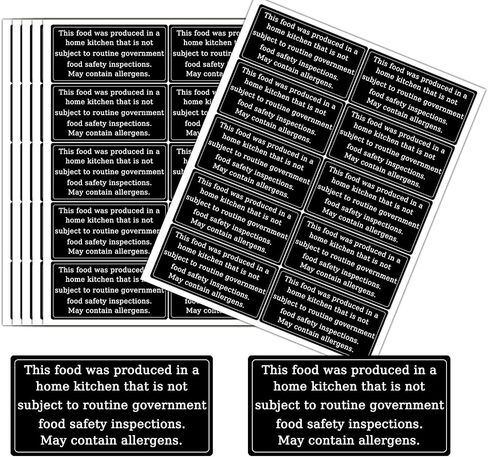 100 PCS Food Law Emsvonsals ملصقات 1 × 2 بوصة ملصقات مخبوزات محلية الصنع لملصقات Food Package Farmers Farmers Fair Supplies (Black) in Saudi Arabia
