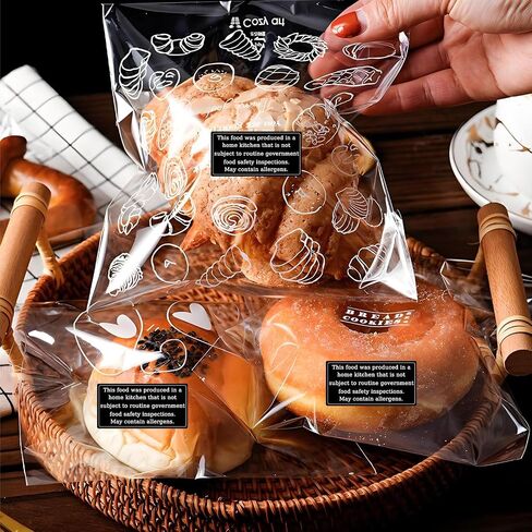 100 PCS Food Law Emsvonsals ملصقات 1 × 2 بوصة ملصقات مخبوزات محلية الصنع لملصقات Food Package Farmers Farmers Fair Supplies (Black) in Saudi Arabia