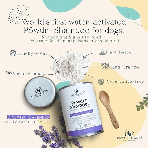 شامبو جاف للكلب غير معقود ، شامبو مسحوق للكلاب ، الجلد والمعطف العادي ، 3.5 أونصة مع ملعقة من الخيزران (تحكم الحكة والرائحة) in Kuwait