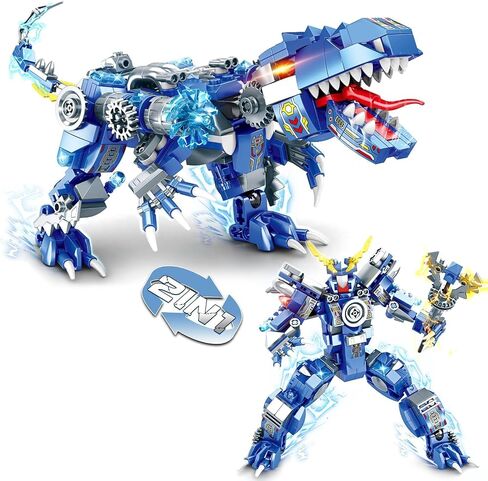 Dinosaur Building Blocks 2 in 1 Transforming Mech, Compatible with Lego Dinosaur, 406 PCS Dinosaur Mech STEM Toys for Boys Ages 6-12, Dinosaur Toy Gift for Christmas & Birthday in Saudi Arabia