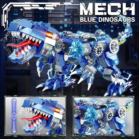 Dinosaur Building Blocks 2 in 1 Transforming Mech, Compatible with Lego Dinosaur, 406 PCS Dinosaur Mech STEM Toys for Boys Ages 6-12, Dinosaur Toy Gift for Christmas & Birthday in Saudi Arabia
