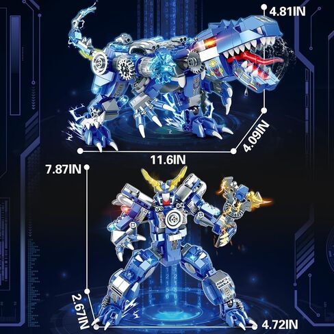 Dinosaur Building Blocks 2 in 1 Transforming Mech, Compatible with Lego Dinosaur, 406 PCS Dinosaur Mech STEM Toys for Boys Ages 6-12, Dinosaur Toy Gift for Christmas & Birthday in Saudi Arabia