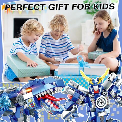 Dinosaur Building Blocks 2 in 1 Transforming Mech, Compatible with Lego Dinosaur, 406 PCS Dinosaur Mech STEM Toys for Boys Ages 6-12, Dinosaur Toy Gift for Christmas & Birthday in Saudi Arabia