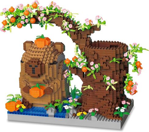 Capy-bara Pen Holder Building Blocks Set, Cute Pumpkin,Animals,Flowers,Tree Building Bonsai Kit Gifts Toy for Kids Age 8 9 10 11 12, Office Home Decoration, Gift for Boys Girls Adult(1890PCS) in Saudi Arabia