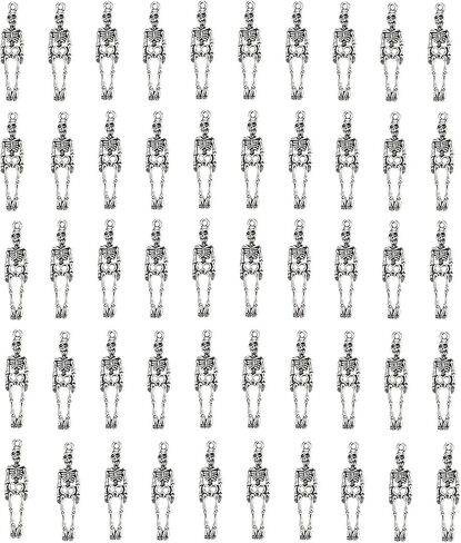 Artibetter 50pcs Halloween Skeleton Charms Scary Spooky Skull Pattern Pendant DIY Craft Earrings Charms Prank Prop for Halloween Cosplay Party Decor in Saudi Arabia