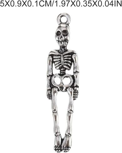 Artibetter 50pcs Halloween Skeleton Charms Scary Spooky Skull Pattern Pendant DIY Craft Earrings Charms Prank Prop for Halloween Cosplay Party Decor in Saudi Arabia