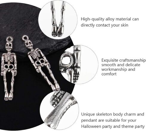 Artibetter 50pcs Halloween Skeleton Charms Scary Spooky Skull Pattern Pendant DIY Craft Earrings Charms Prank Prop for Halloween Cosplay Party Decor in Saudi Arabia