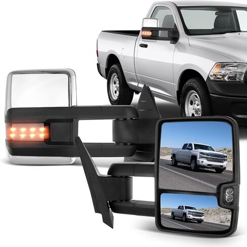 ECCPP Towing Mirrors for 03-06 for Chevy for Silverado for GMC for Sierra 1500 2500HD 3500 for Suburban for Yukon XL for Tahoe Power Heated Amber Light Telescoping Side View Pair Mirrors in Kuwait