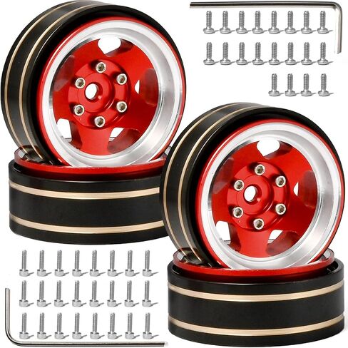 1.3 Beadlock Wheel Rim Aluminium Sploy النحاس السلبي الإزاحة السلبية 1.3 بوصة عرض محور العجلات 1.5 سم OD 3.7 سم الحافات الزاحفة مناسبة لـ 1/18 1/24 TRX4M SCX24 in Kuwait