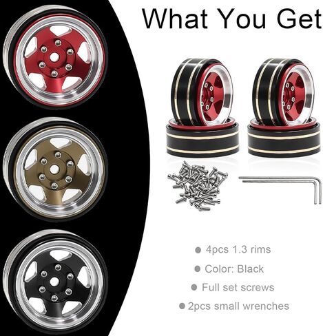 1.3 Beadlock Wheel Rim Aluminium Sploy النحاس السلبي الإزاحة السلبية 1.3 بوصة عرض محور العجلات 1.5 سم OD 3.7 سم الحافات الزاحفة مناسبة لـ 1/18 1/24 TRX4M SCX24 in Kuwait
