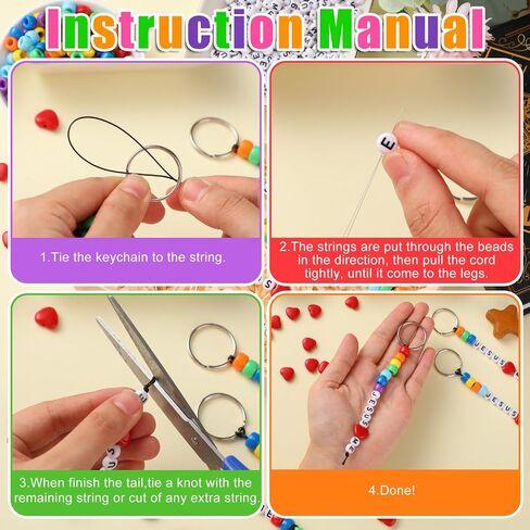 Halloscume 36 Sets يسوع يحبني حبات مفتاحية صنع الحرف اليدوية مجموعة دينية DIY Heart Bible Christian Letters Beads Inspirational Key Ring Gifts for VBS Week School School Church Party Form in Saudi Arabia