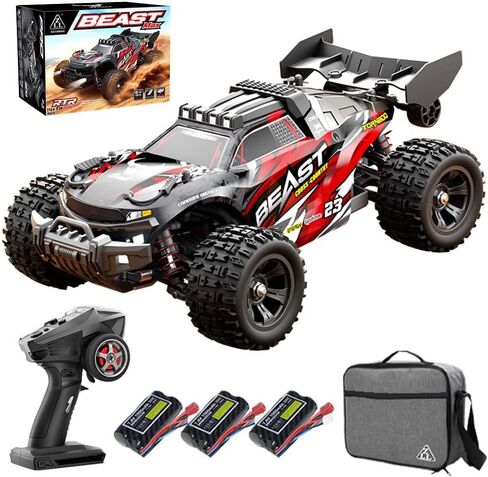 X-Verse SG316 MAX FAST RC CARS للبالغين بحد أقصى 50 ميلاً في الساعة ، 1/16 4x4 محرك بدون فرش على الطريق عن بعد شاحنة التحكم عن بُعد ، سيارة RC عالية السرعة 4WD ، جميع التضاريس RC Truggy (3 بطارية) in Kuwait