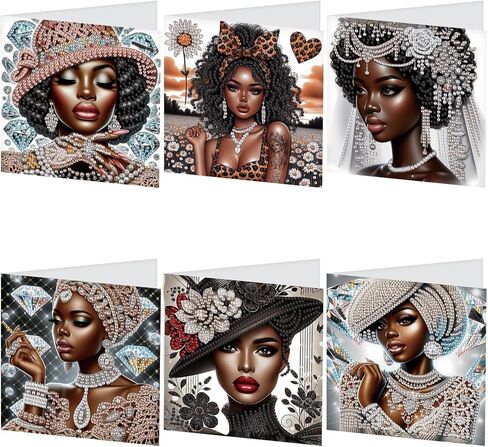 TDFERAN 6 Pack Diamond Painting All Occasion Handmade Greeting Cards Birthday Baby Wedding Birthday Cards Sympathy Card Thinking Of You Card Encouragement invitation letter Blank Fairy Angel Elf Bride in Saudi Arabia