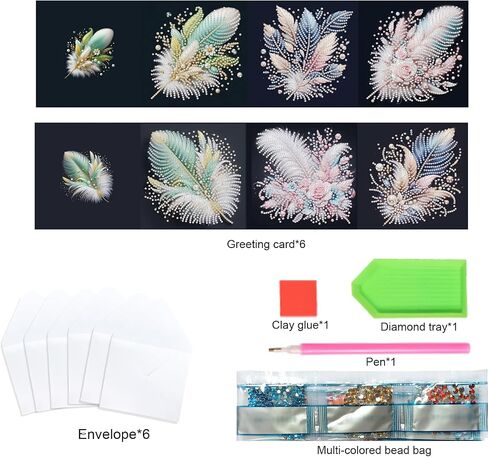 TDFERAN 6 Pack Diamond Painting All Occasion Handmade Greeting Cards Birthday Baby Wedding Birthday Cards Sympathy Card Thinking Of You Card Encouragement invitation letter Blank Fairy Angel Elf Bride in Saudi Arabia