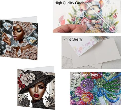 TDFERAN 6 Pack Diamond Painting All Occasion Handmade Greeting Cards Birthday Baby Wedding Birthday Cards Sympathy Card Thinking Of You Card Encouragement invitation letter Blank Fairy Angel Elf Bride in Saudi Arabia