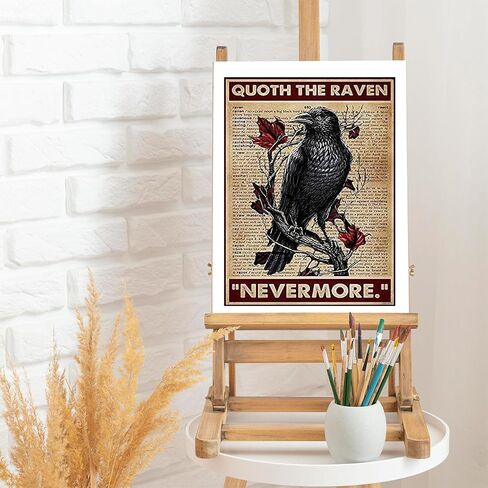 Uibdvks The Raven Nevermore 5D Diamond Art Quoth Diamond Painting Kits للبالغين يرسمون برقم للترفيه المنزلي وتزيين الجدار 12x16 بوصة in Saudi Arabia