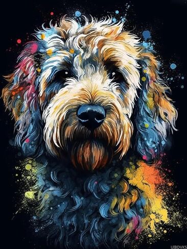 Uibdvks Animal Golden Doodle Dog 5d ​​Adult Diamond Art ، Diy Diamond Art Painting kits for decor canvas 16x12inch in Saudi Arabia