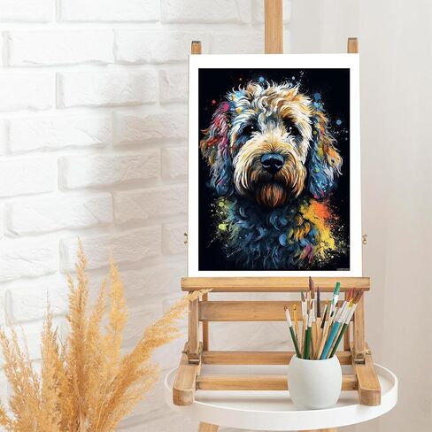 Uibdvks Animal Golden Doodle Dog 5d ​​Adult Diamond Art ، Diy Diamond Art Painting kits for decor canvas 16x12inch in Saudi Arabia
