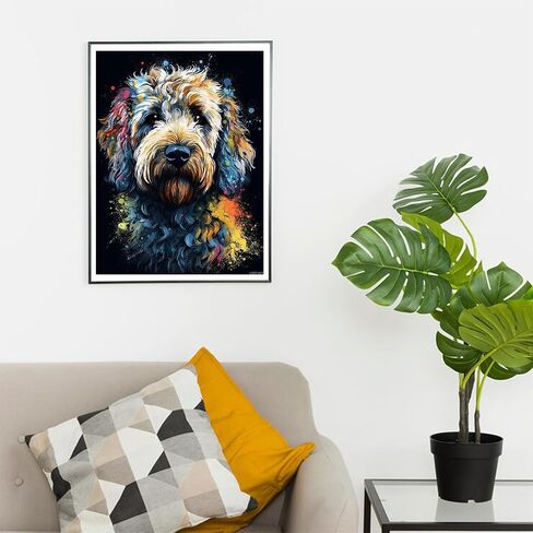 Uibdvks Animal Golden Doodle Dog 5d ​​Adult Diamond Art ، Diy Diamond Art Painting kits for decor canvas 16x12inch in Saudi Arabia