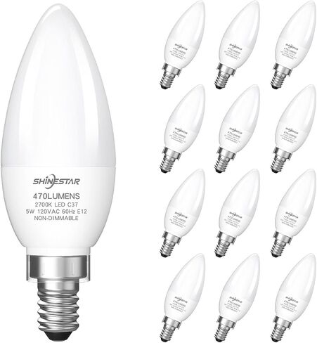 SHINESTAR 6 Pack E12 Candelabra Bulb 40 Watt, 5000K Daylight, Small Base LED Ceiling Fan Light Bulbs, Non-Dimmable in Saudi Arabia