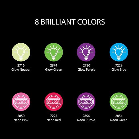 FolkArt Neon and Glow-in-the-Dark Acrylic Craft Paint Set, 8 Colors, 2 fl oz each 4 Beautiful Neon Colors that Glow Under a Blacklight and 4 Glow-in-the-Dark Colors Glow Colors: Neutral Glow, Green in Saudi Arabia