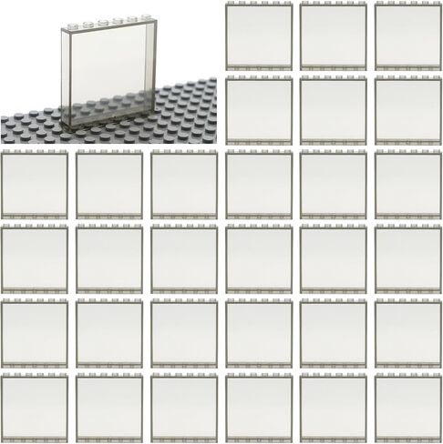 MALEKO Transparent Clear Window House Building Bricks, Classic Flat Plates Pieces and Parts Block Compatible with Major Brands (Clear 30pcs 1x6x5) in Kuwait