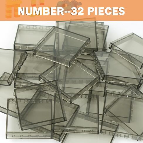 MALEKO Transparent Clear Window House Building Bricks, Classic Flat Plates Pieces and Parts Block Compatible with Major Brands (Clear 30pcs 1x6x5) in Kuwait