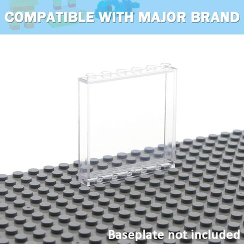 MALEKO Transparent Clear Window House Building Bricks, Classic Flat Plates Pieces and Parts Block Compatible with Major Brands (Clear 30pcs 1x6x5) in Kuwait