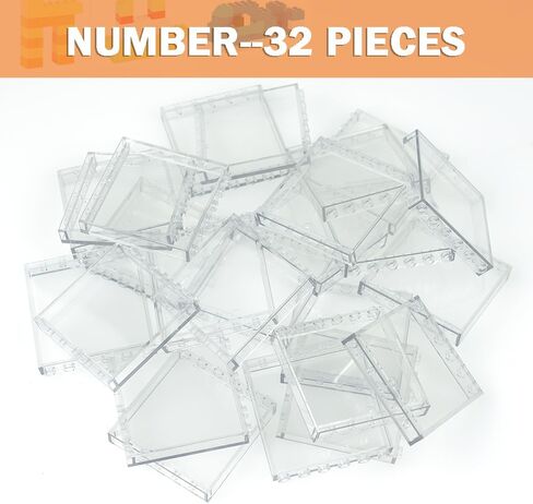 MALEKO Transparent Clear Window House Building Bricks, Classic Flat Plates Pieces and Parts Block Compatible with Major Brands (Clear 30pcs 1x6x5) in Kuwait