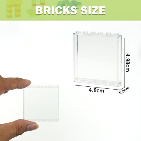 MALEKO Transparent Clear Window House Building Bricks, Classic Flat Plates Pieces and Parts Block Compatible with Major Brands (Clear 30pcs 1x6x5) in Kuwait