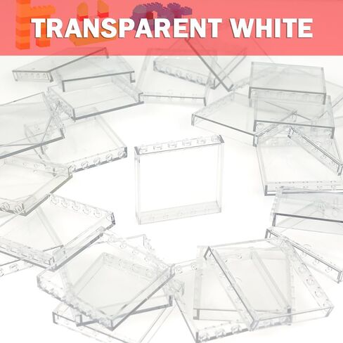 MALEKO Transparent Clear Window House Building Bricks, Classic Flat Plates Pieces and Parts Block Compatible with Major Brands (Clear 30pcs 1x6x5) in Kuwait