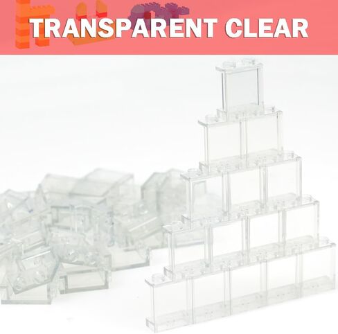 MALEKO Transparent Clear Window House Building Bricks, Classic Flat Plates Pieces and Parts Block Compatible with Major Brands (Clear 30pcs 1x6x5) in Kuwait
