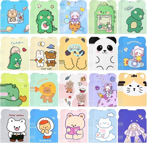 100PCS MINI Notebooks Bulk Party Party Favors Small Pocketbook Kawaii Cartoon Animal Journal Mini Notepads for Christmas Classroom Gip Gift College acted pages to Schools for student in Kuwait