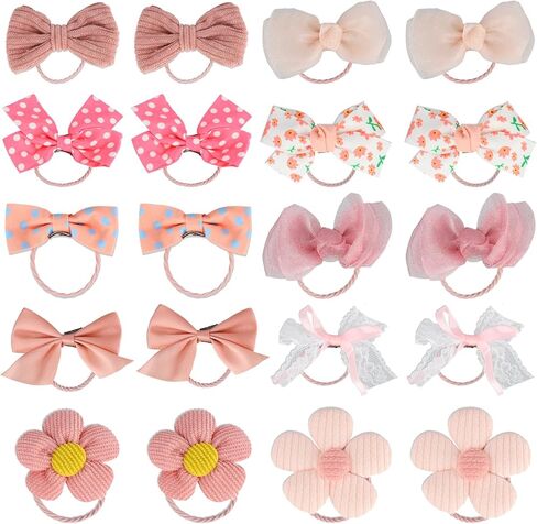 20 PCS Sakura Pink Dog Hair Bow ، Bow Bow Bow with Rubber Bands مرنة ، مزيج على النمط المصنوع يدويًا الكلاب اللطيفة GOOMING BOWKNOT BOWKNOT TOP FOUR in Kuwait